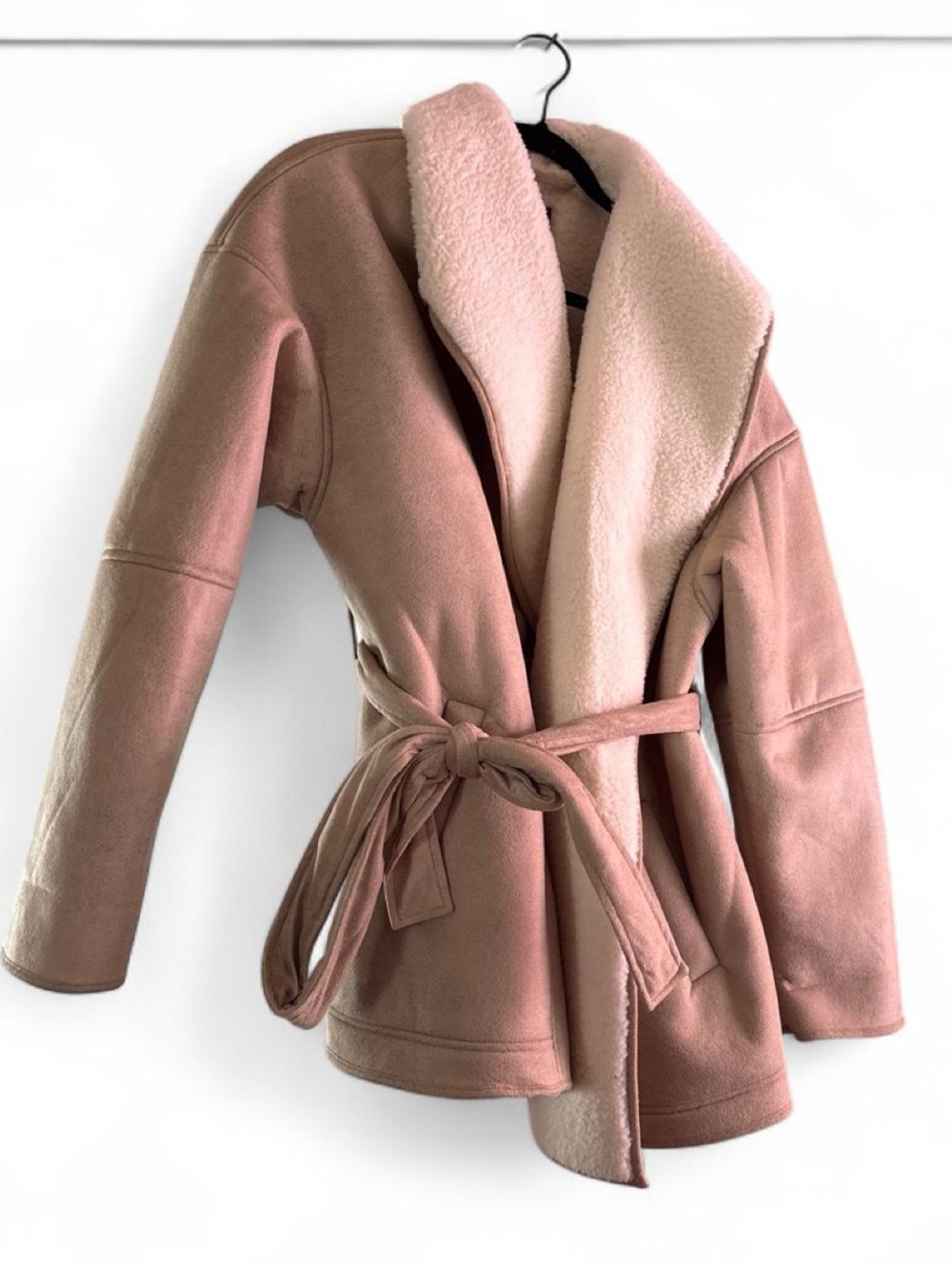 wild fable Tan and Cream Faux-Shearling Belted Teddy Jacket ONLY WORN ONCE